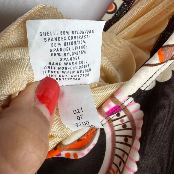 Vintage Merona‎ Plus Size 22W Paisley Print Ruched Tankini Top With Built-In Bra - Picture 8 of 9